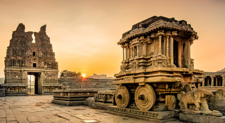 Sacred Hampi Stone Chariot at Sunset